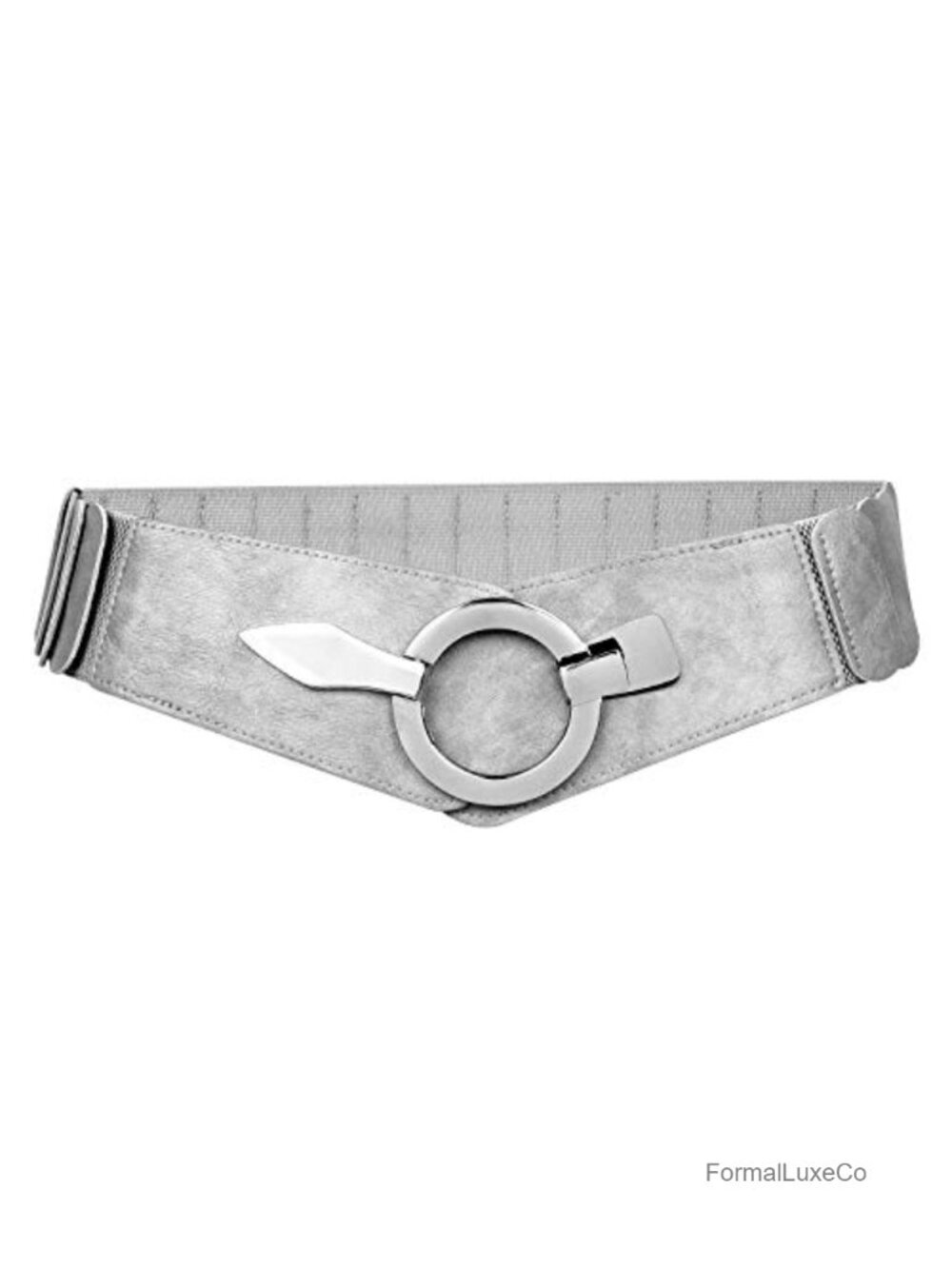Wide Stretch Waist Belt with Silver Buckle Fashion Elastic Belt for Dresses